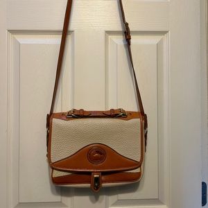 Dooney  & Bourke Ivory Leather Turnlock Flap Closure Crossbody Bag